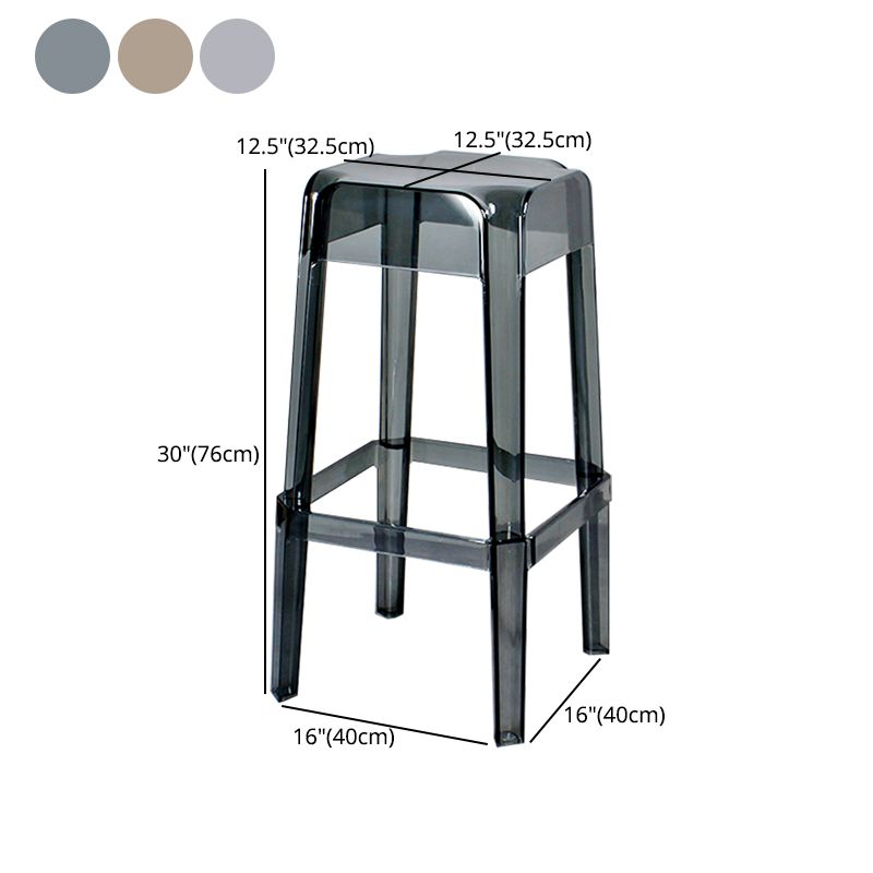 Taburete de bar apilable de plástico nórdico, taburete alto para interiores simples con asiento cuadrado