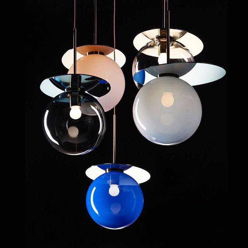 Global Shade Pendant Light Novelty Nordic Glass 1-Light Dining Room Suspension Light