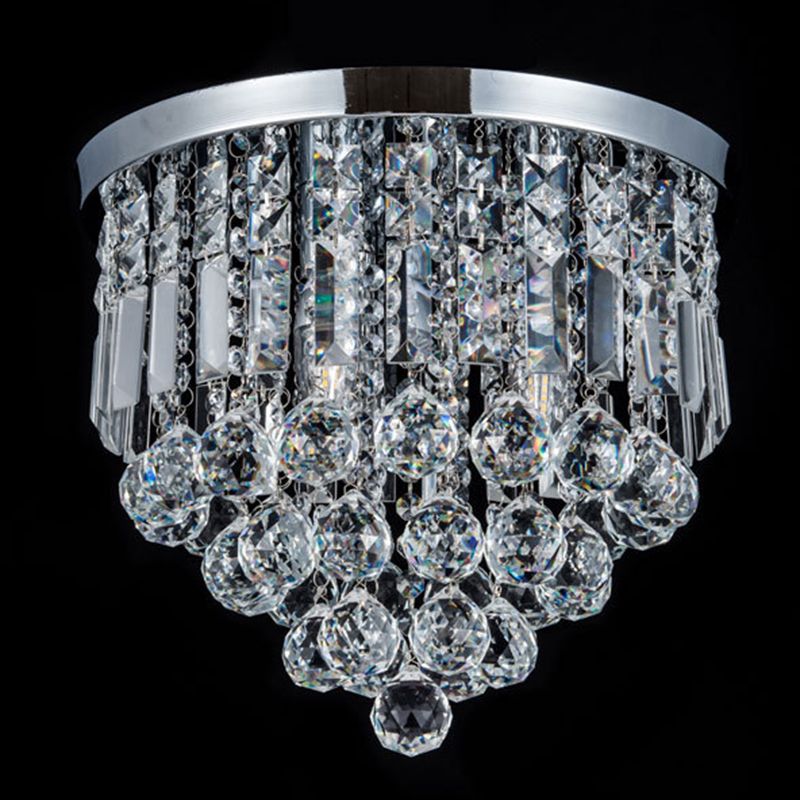 Teardrop Close to Ceiling Lighting Modern Style Crystal Chrome Ceiling Light Fixture