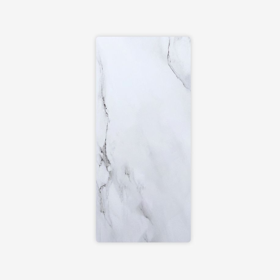 Contemporary Style Sintered Stone Dining Table with White Fixed Table and Gold Trestle Base