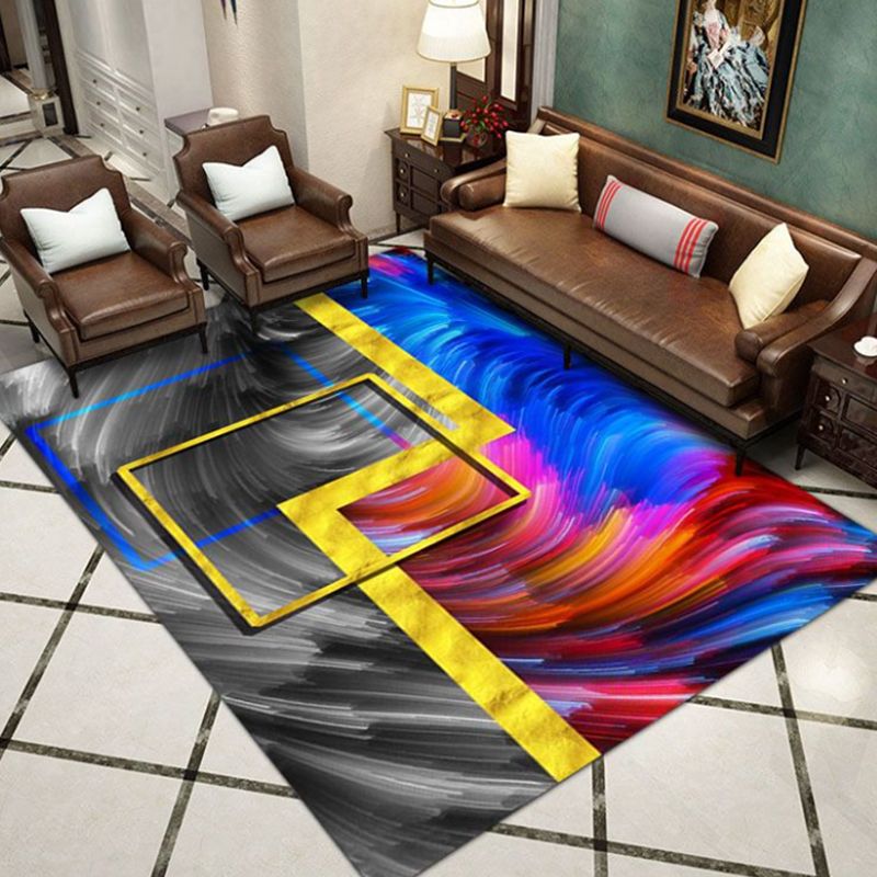 Yellow Modern Carpet Polyester Graphic Carpet Non-Slip Backing Carpet for Living Room