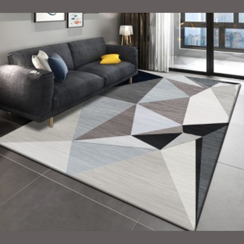 Leisure Area Carpet Modern Geometric Printed Rug Washable Polyester Non-Slip Carpet for Home Decor