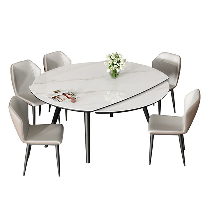Modern Simple Dining Table Sintered Stone Dinner Table with Wooden Base