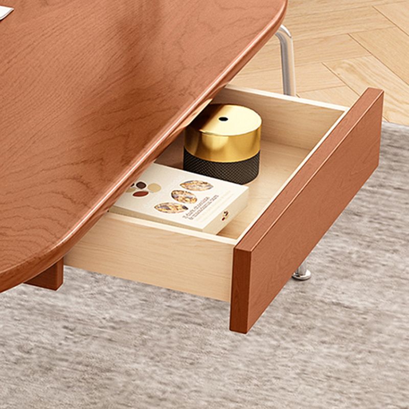 4 Legs Coffee Table Contemporary Oval Solid Wood Coffee Cocktail Table