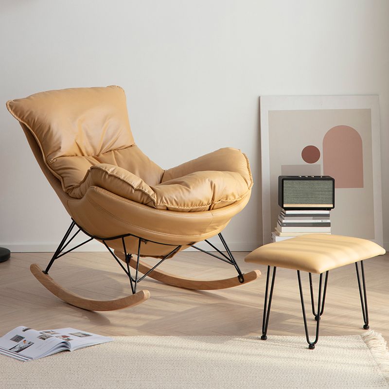 Rocking Chair Fabric Houndstooth Scratch Resistant Rocking Chair with Ottoman