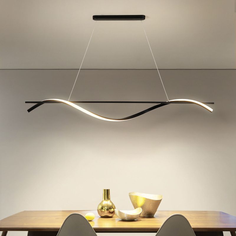 Waves Island Chandelier Lights Contemporary Metallic Chandelier Lighting Fixtures for Dining Table
