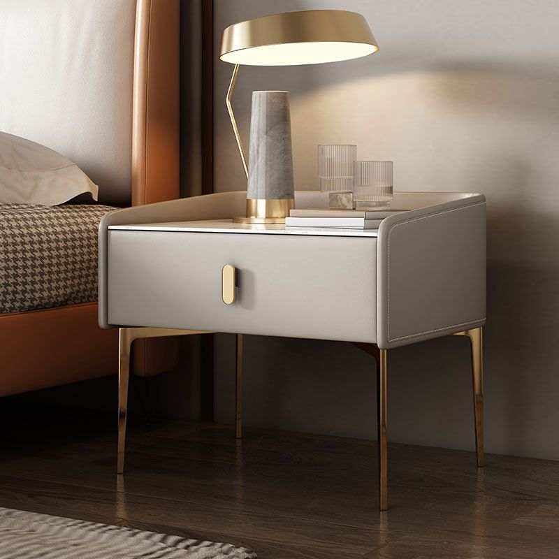 1 - Drawer Glam Accent Table Nightstand Antique Finish Bed Nightstand