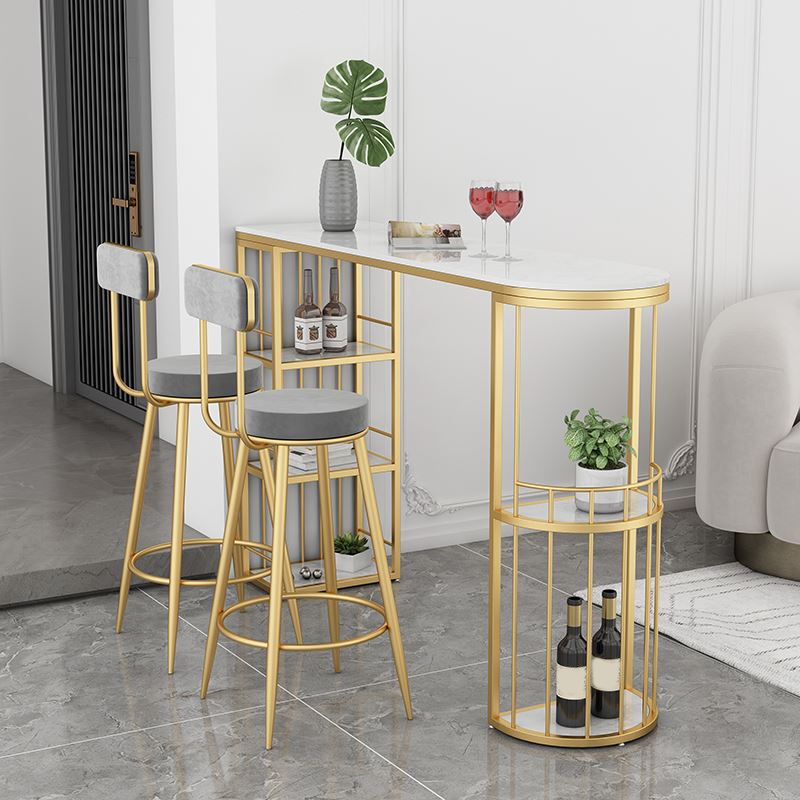 Modern Style Bar Table White Stone Top Bar Table for Living Room