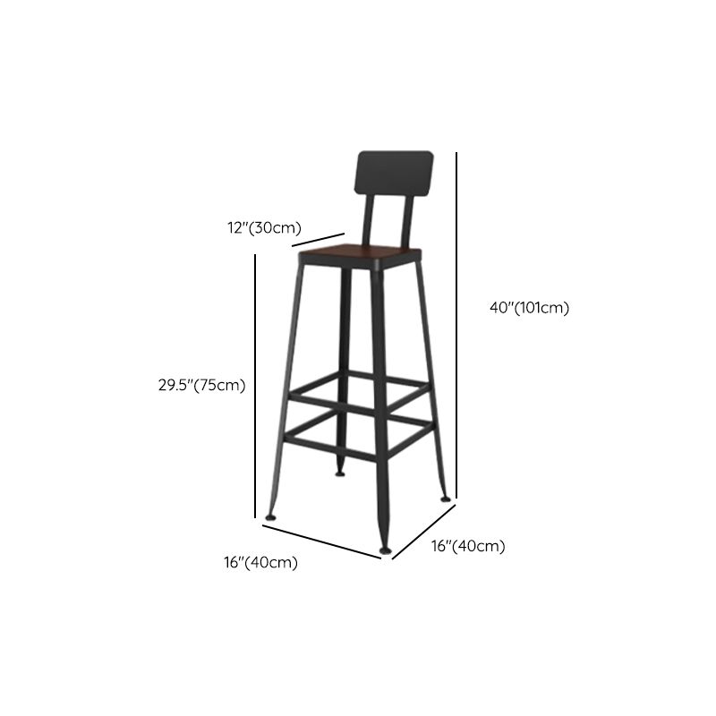 Industrial Metal Legs Indoor Bar Stool Black Base with Footrest