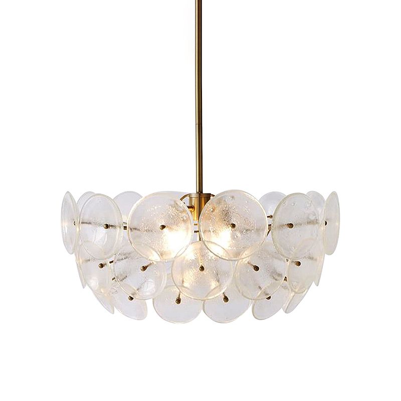 Acrylic Circle Panel Chandelier Lighting Modernist 3 Bulbs Hanging Pendant Lamp in Gold