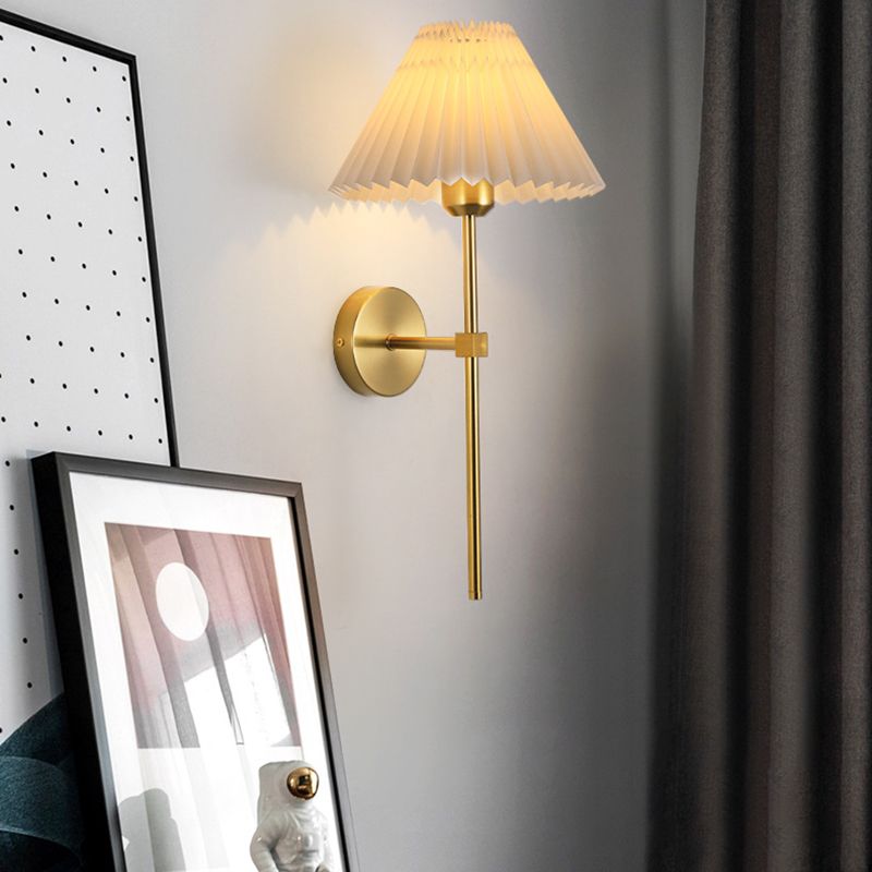 American Style Vanity Light Cone Shape Vanity Lamp with Fabric Shade for Shower Room