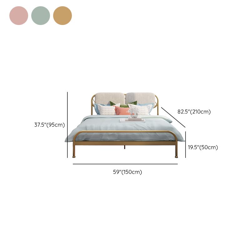 Glam Simple Metal Open-Frame Bed Upholstered Wire-Grid Bed Frame