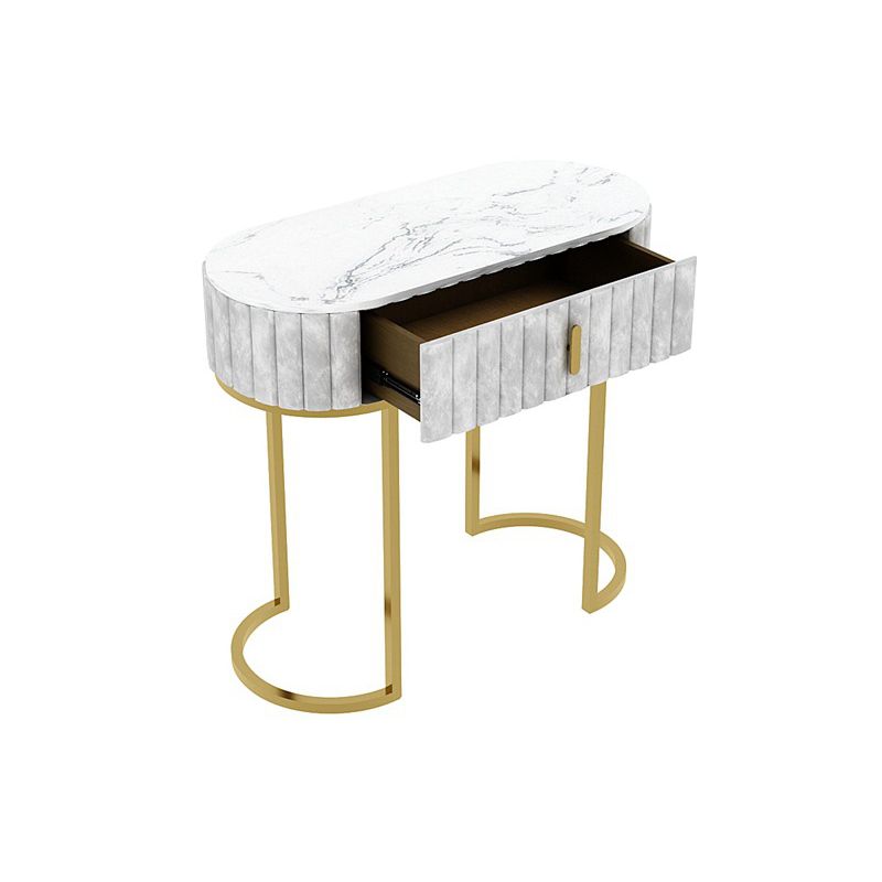 Oval Marble Console Table Ironcraft Frame Accent Table for Hall