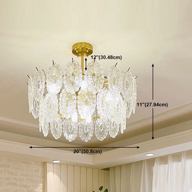 American Style Hanging Chandelier Metal Glass Chandelier in Gold for Hotel Restaurant