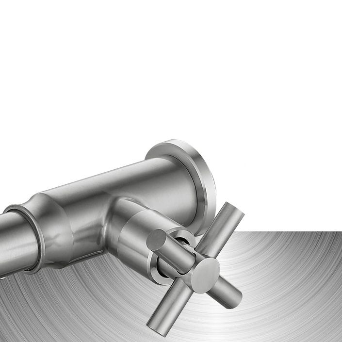 Contemporary Vessel Faucet Stainless Steel Cross Handles Wall Mounted Bathroom Faucet