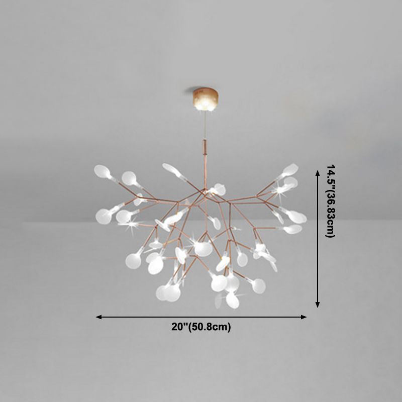 Metal Branch Shape Chandelier Nordic Style Fireflies Hanging Lamp for Living Room