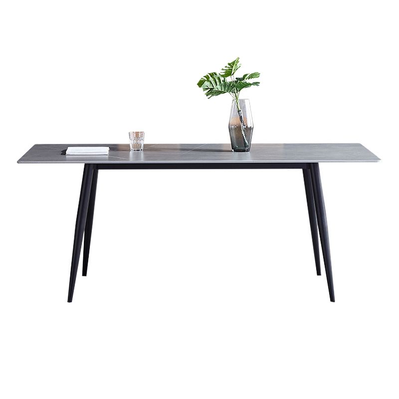 Sintered Stone Grey Tone Table Industrial 4 Legs Table for Dining Room