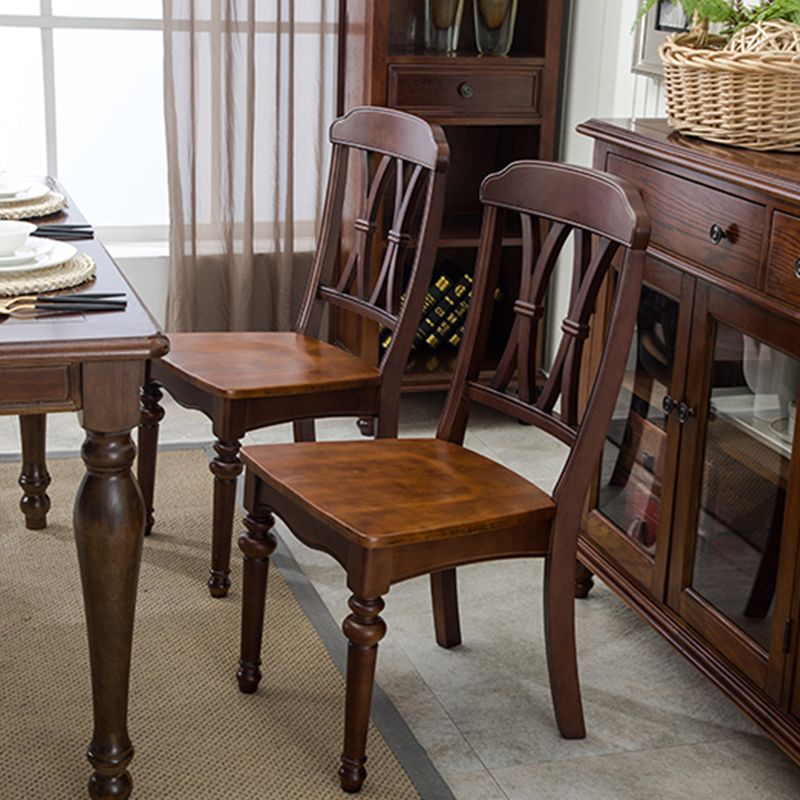 Chaise de salle à manger traditionnelle en bois, chaise latérale à dossier croisé de 35 pouces avec 4 pieds pour restaurant
