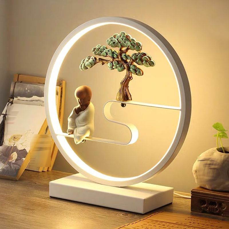 Lámpara de mesa de 1 círculo de 1 luz lámparas de mesita de noche contemporánea para dormitorio