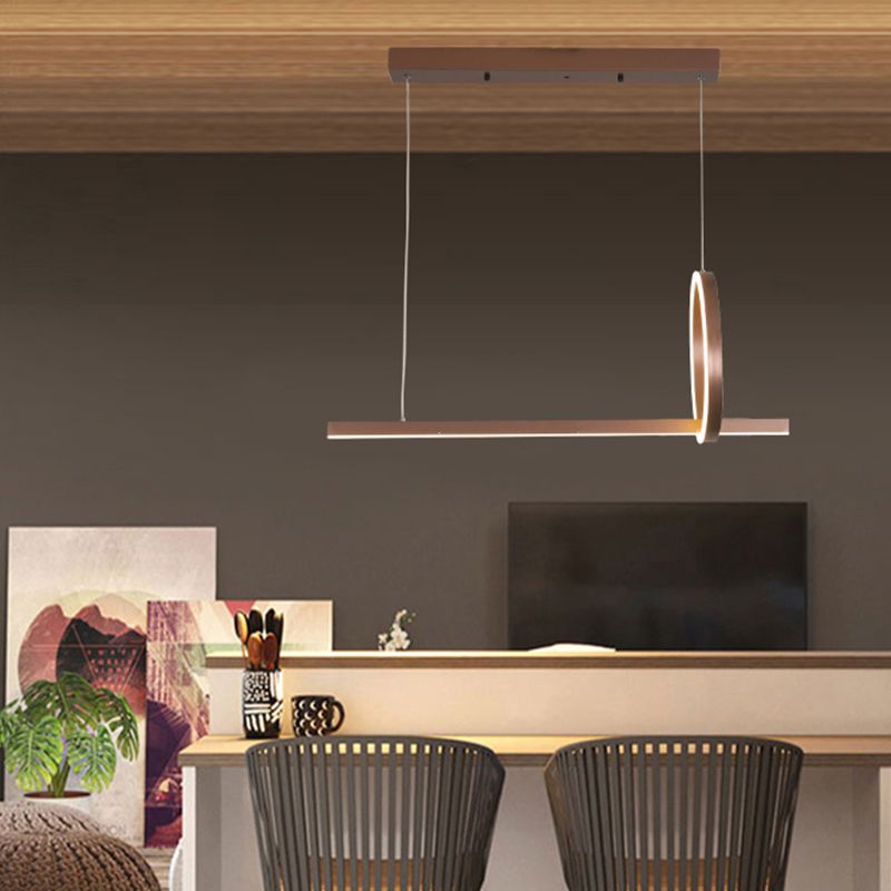 Modern Metal Island Light Geometric LED Island Pendant for Dining Room