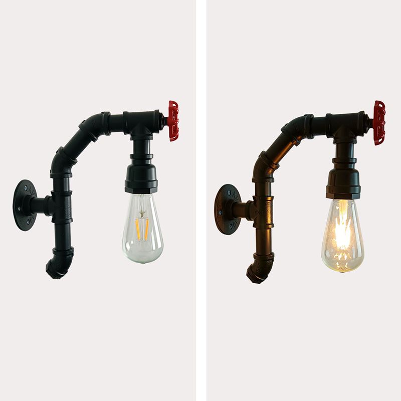 Industrial Wall Sconce Pipe Shape Wall Light with Metal Shade for Bedroom