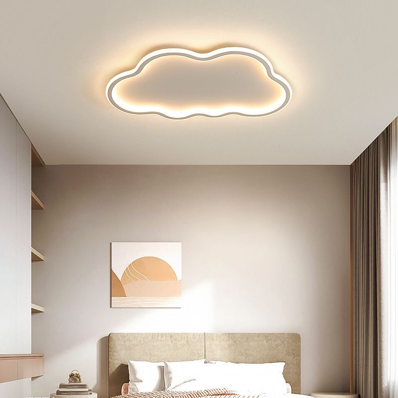 Contemporary White Single Flush Mount Lighting LED Unique Ceiling Light