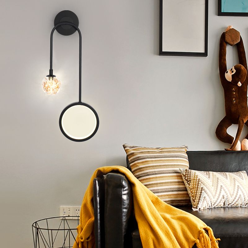2-Light Round Wall Lighting Ideas Modern Style Metal Wall Mount Lamp