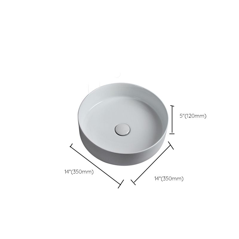 Modern White Vessel Sink Porcelain Shut-Off Valve Included Bathroom Sink