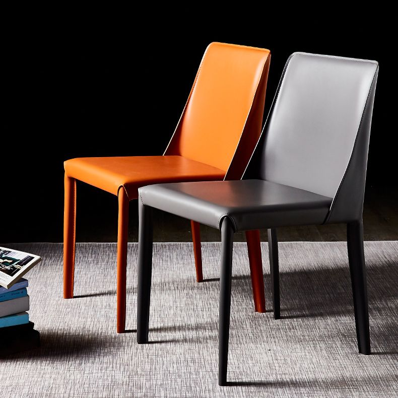 Solid Back Chair Contemporary Modern Leather Indoor-Outdoor Side Chair