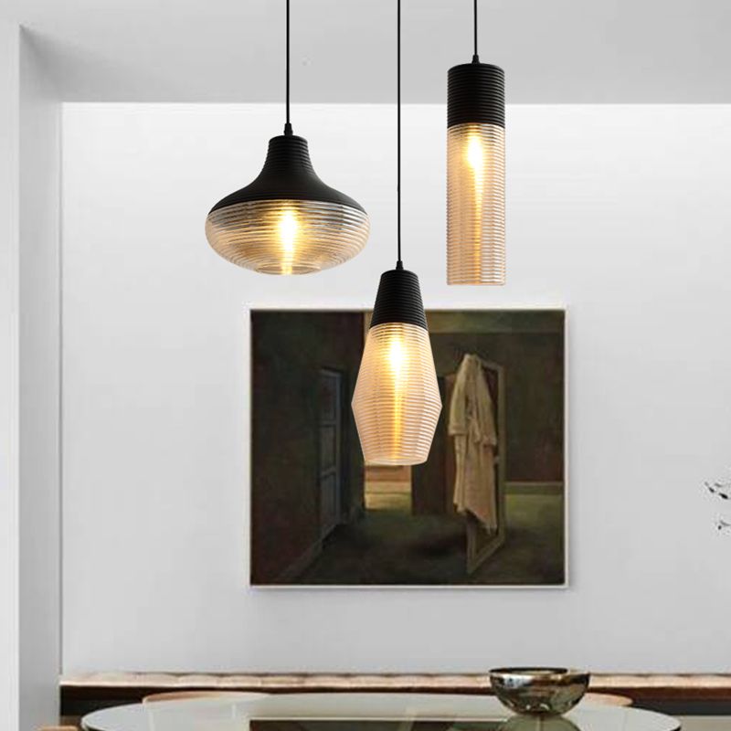 Apparecchio di illuminazione a sospensione geometrica retrò 1 lampadina in vetro ambra sospeso per sala da pranzo