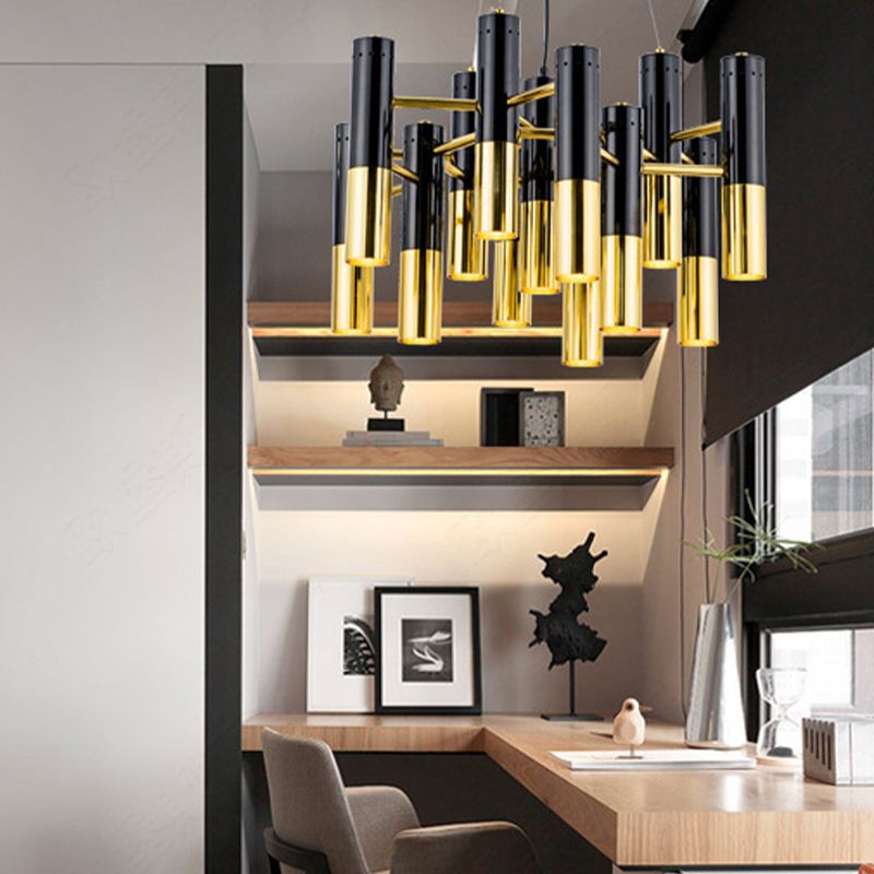 Postmoderner Kronleuchter-Metallanhänger für schwarzgoldgoldes Schlafzimmer
