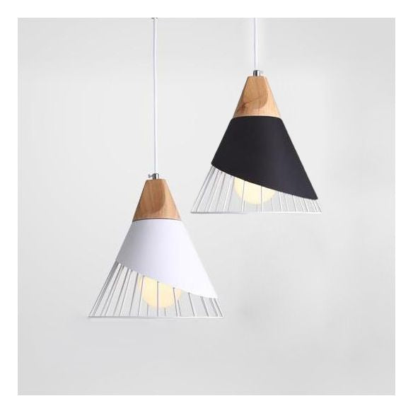 12"/14" Wide Single Bulb Cone Pendant Light with Iron Wire Modern Metallic Hanging Lamp for Balcony Bar