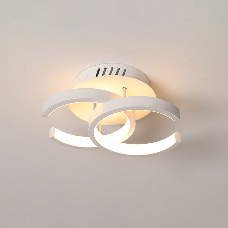 Petit plafonnier rond/carré/lune moderne en métal noir/blanc, éclairage LED Semi-encastré pour couloir