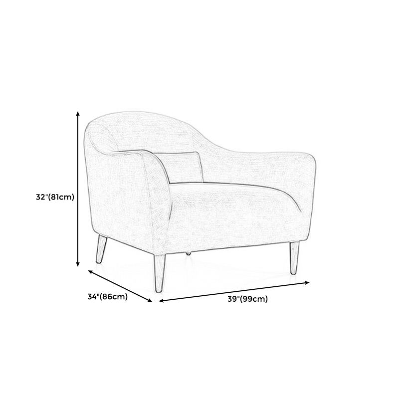 Scandinavian 3-Seat Linen Sofa Curved 33.86" D x 31.89" H Loveseat