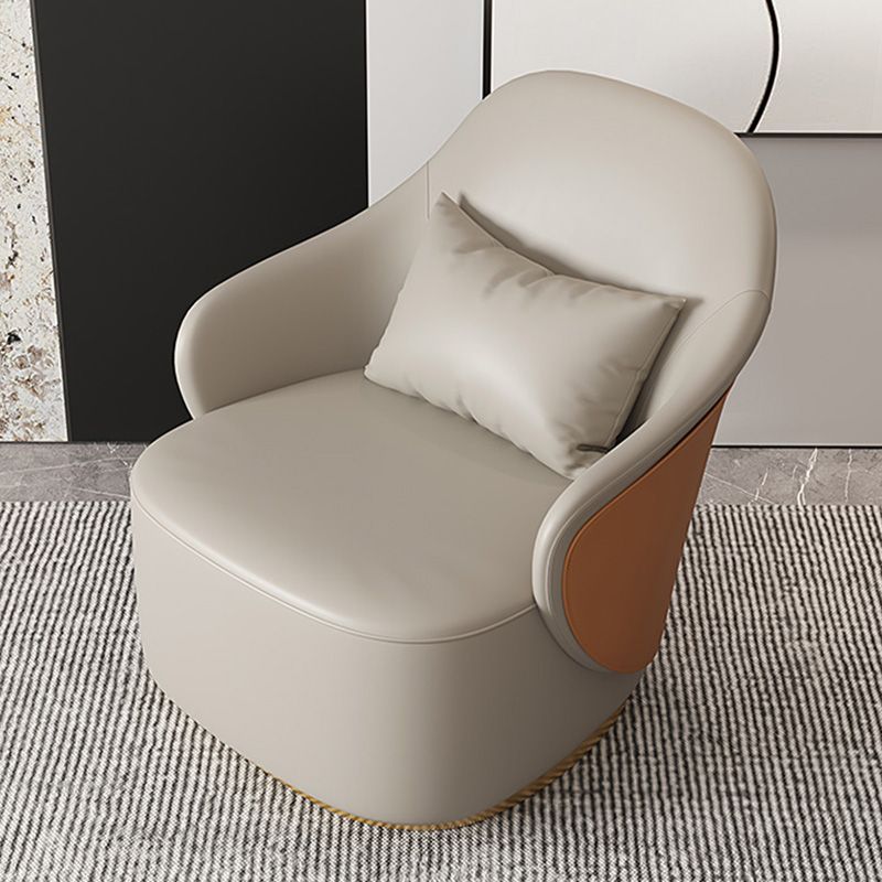 Grey Lounge Chair Arms Included Barrel Chair for Living Room