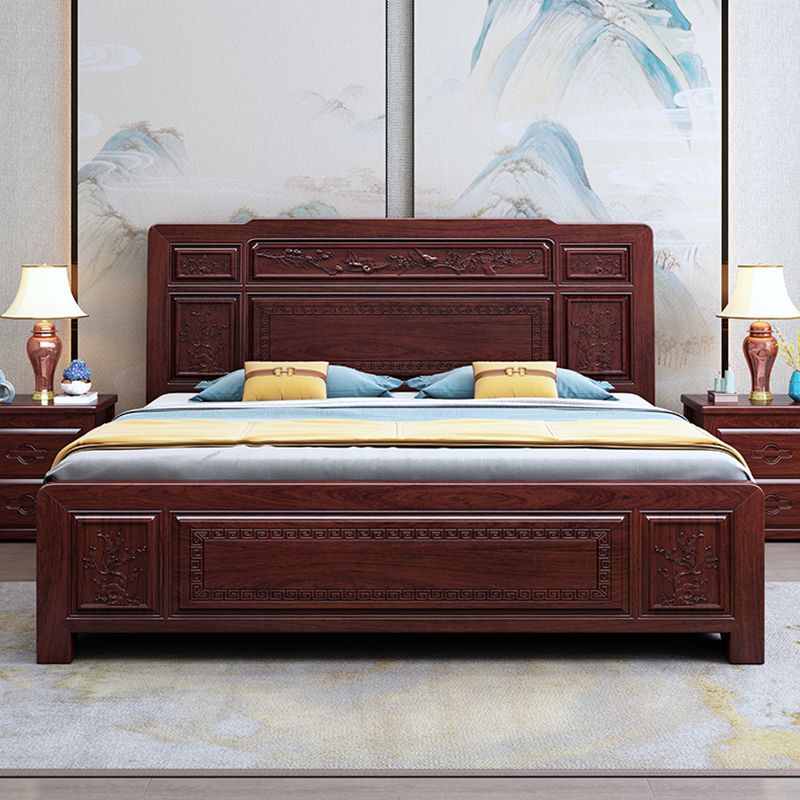 Solid Wood Panel Bed Traditional with Headboard Standard Bed Rectangular