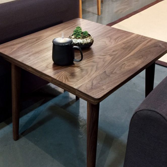 Square 4 Legs Industrial Table Wood Color Fixed Table of Solid Wood