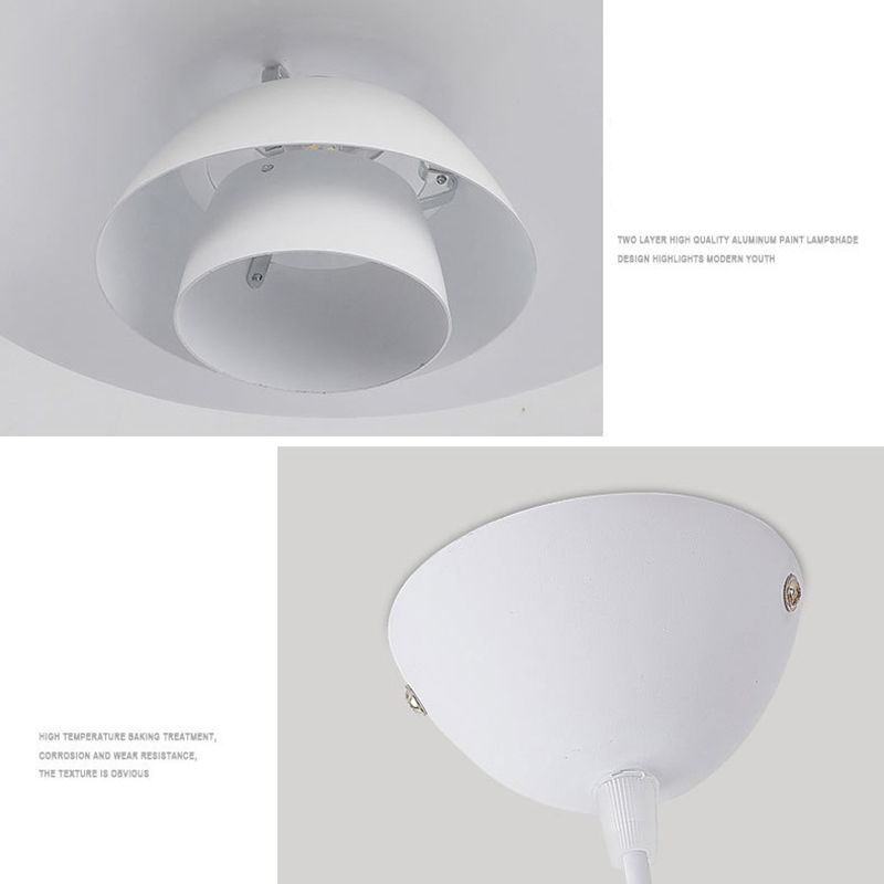 Diseño de capas blancas puras luz colgante de 1 luces Minimalismo Nórdico estilo de iluminación suspendida para cafetería