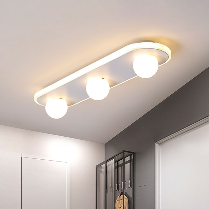 Rechthoekige Acryl Semi Flush Mount Modernist 3/4/6 Licht Wit Led Semi Flush Light Fixture in Wit/Warm Licht