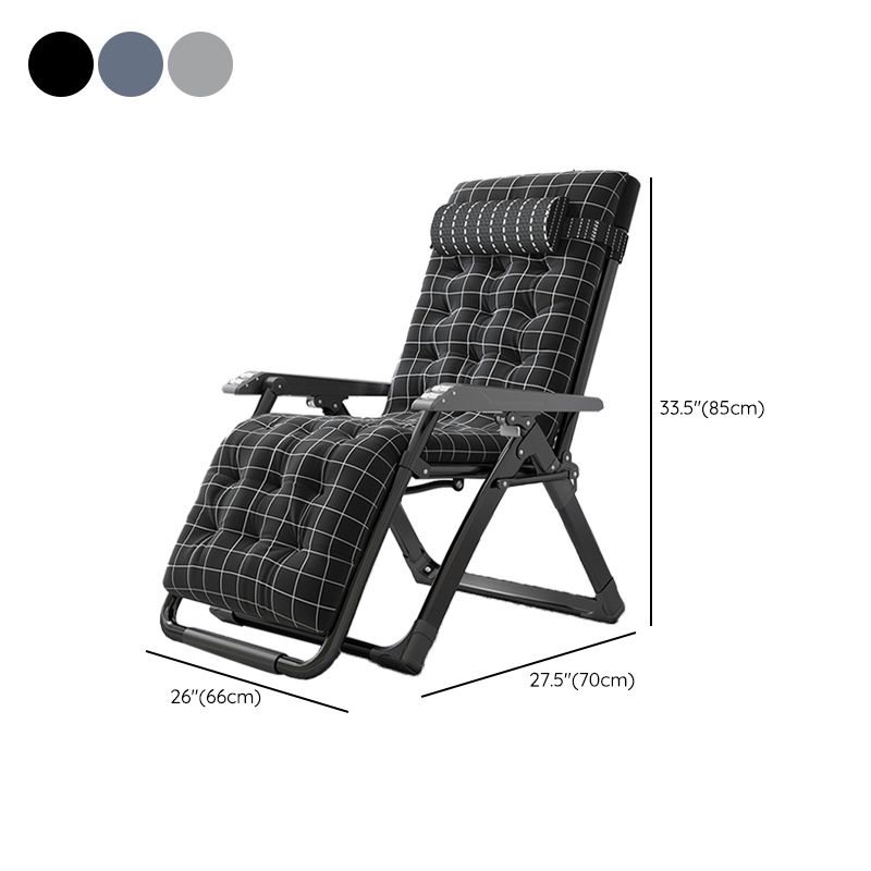 Living Room Recliner Chair Metal Plaid Contemporary Foldable Chair