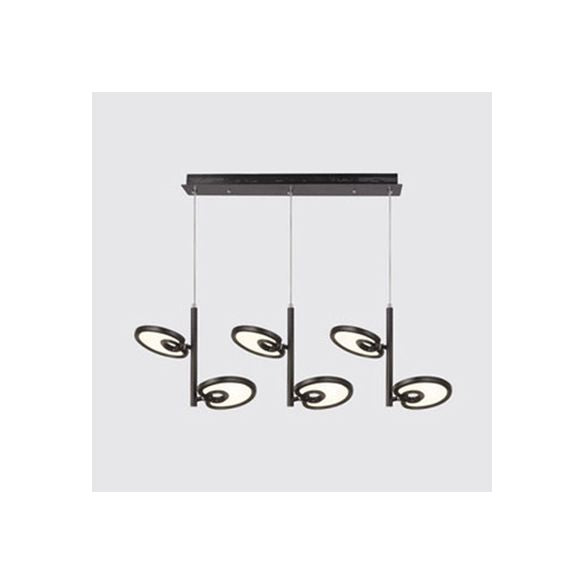 2/4/6 cabezas de hoja de colgante colgante de metal moderno de metal negro/blanco Luz colgante para comedor con luz cálida/blanca/neutra