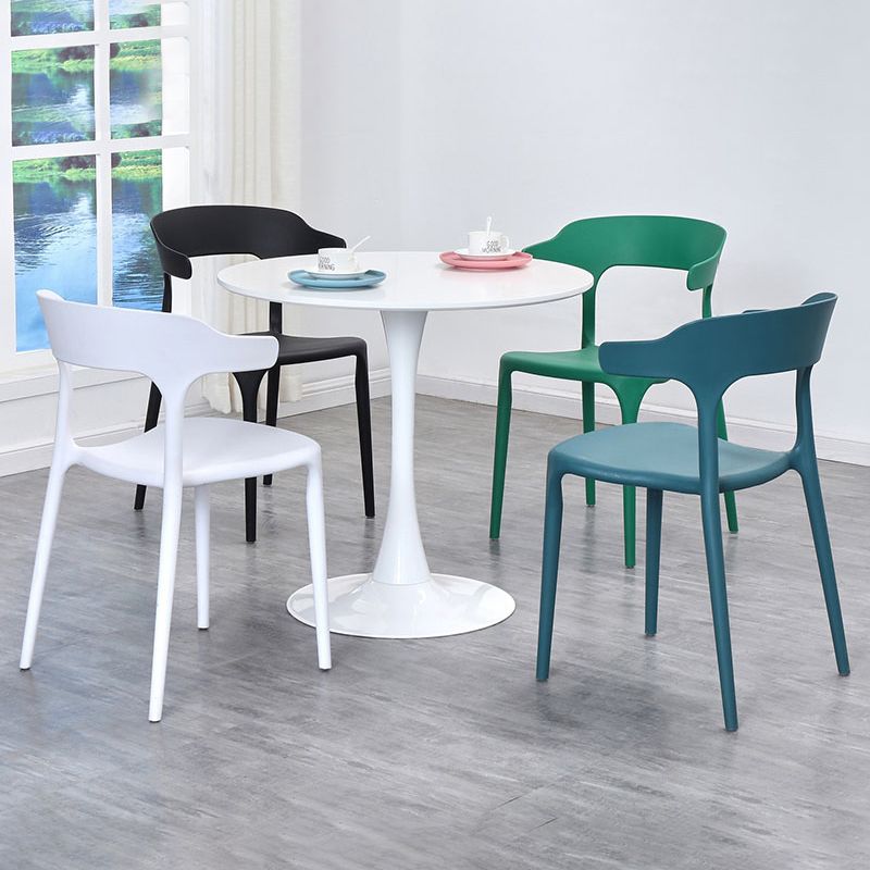 Fauteuils de salle à manger en plastique, fauteuils empilables à dos ouvert de cuisine d'intérieur