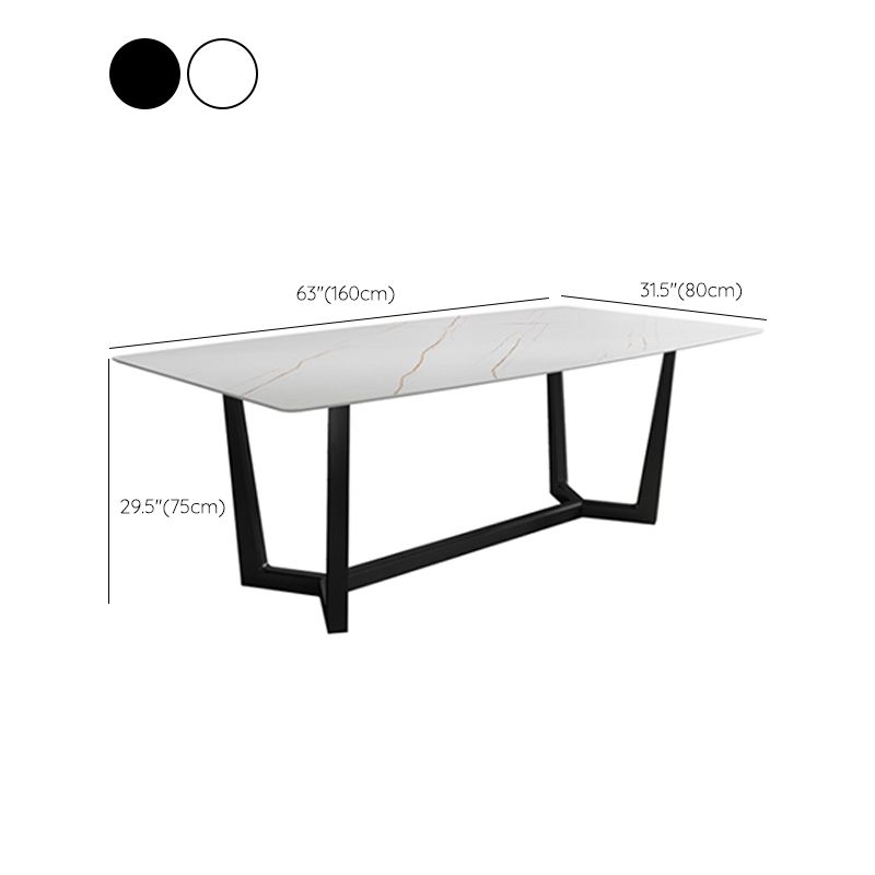 Industrial Sintered Stone Top Dining Table Rectangle Table with Trestle Base