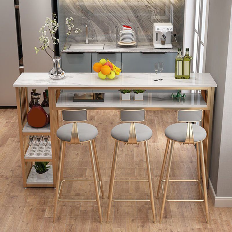 Wooden Top Bistro Bar Table Rectangle Gold Base Bar Table for Home