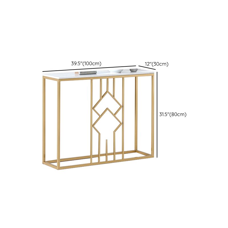 Glam Marble Console Table Rectangle White Accent Table for Hall