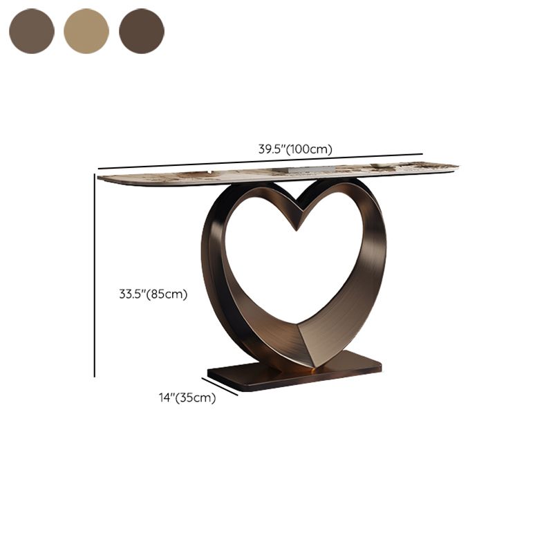 Half Moon Shape Contemporary Console Table Gold Stone Console Sofa Table