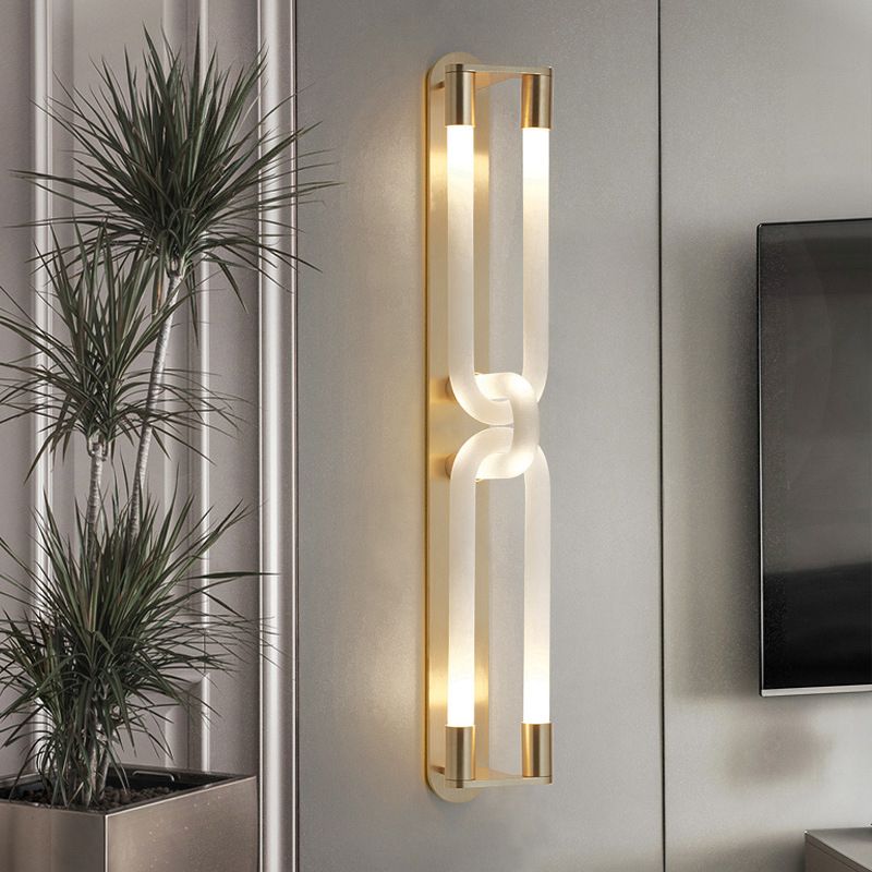 Iron and Glass Wall Mount Light Fixture in Clear and Gold Interior LED Wall Sconce