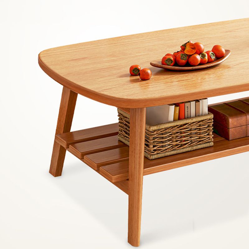 Rectangle Bunching Tables Solid Wood Coffee or End Table with Storage Shelf
