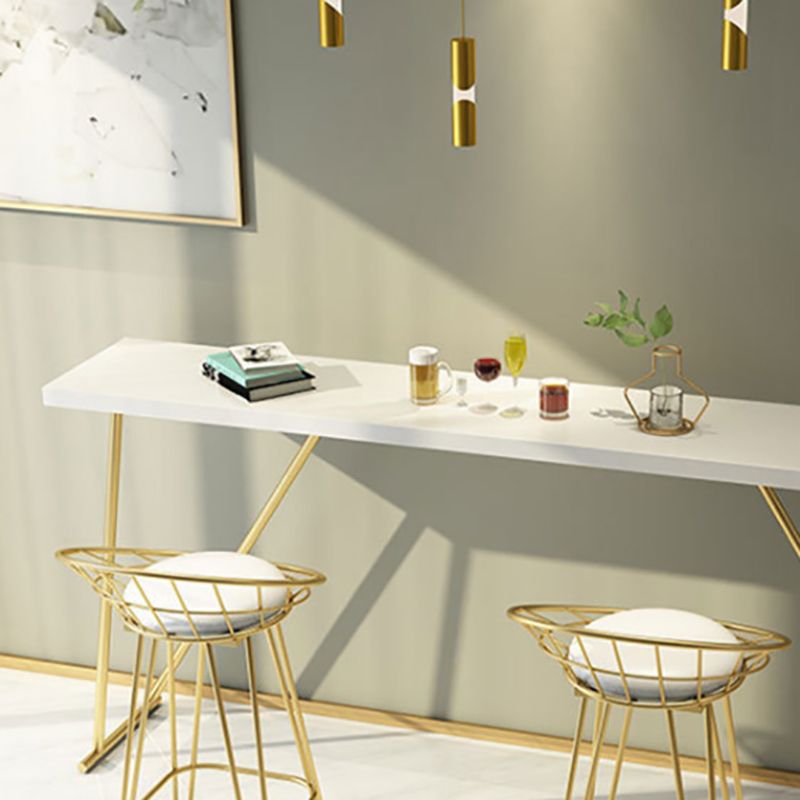 Glam Wooden Bar Counter Table Rectangle Bar Counter Table with Metal Legs for Kitchen