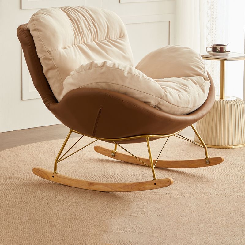 Glam Ergonomic Rocking Accent Chair with Padded Seat Rocking Chair Suede